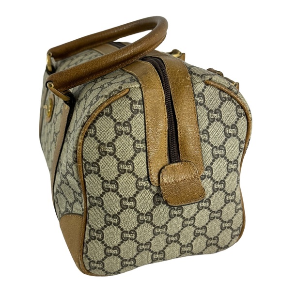 GUCCI Plus Beige Canvas/Tan Leather GG Monogram Boston Satchel Authenticated - Picture 4 of 16
